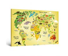 ge-Bildet® Leinwandbild mit Neueröffnungsrabatt Weltkarte für Kinder bild für kinderzimmer - 120x80 cm einteilig XXL