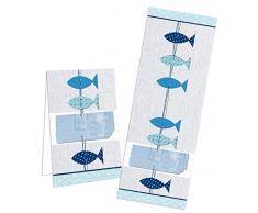 25 kleine weiße Geschenktüten; Papiertüten (13 x 18 cm) mit beschreibbarem Aufkleber 3 blaue Fische; für Taufe, Kommunion, Konfirmation, Hochzeit uvm.