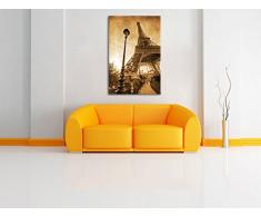 Pariser Eifelturm Retro Format: 100x70 auf Leinwand, XXL riesige Bilder fertig gerahmt mit Keilrahmen, Kunstdruck auf Wandbild mit Rahmen, günstiger als Gemälde oder Ölbild, kein Poster oder Plakat