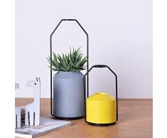 Vobajf Blumentopf Set Von 2 Nordischen Stil Harz Pflanzenvase for Hauptdekoration Kreative Blumen Halter Büro Desktop Dekoration Blumentöpfe (Farbe : Gray+Yellow, Size : Set)