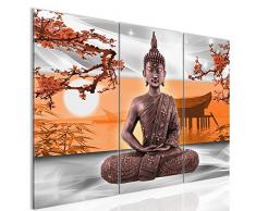Bilder 120 x 80 cm - Buddha Bild - Vlies Leinwand - Kunstdrucke -Wandbild - XXL Format – mehrere Farben und Größen im Shop - Fertig Aufgespannt !!! 100% MADE IN GERMANY !!! - Baum – Tempel – Feng Shui 504931c