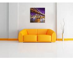 Skyline von Manhattan Pinsel Effekt, Format: 40x40 auf Leinwand, XXL riesige Bilder fertig gerahmt mit Keilrahmen, Kunstdruck auf Wandbild mit Rahmen, günstiger als Gemälde oder Ölbild, kein Poster oder Plakat