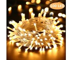 BrizLabs 100 LED Innen Lichterkette Warmweiß 15M Weihnachts Außenbeleuchtung 8 Modi Wasserdicht für Outdoor Weihnachtsbaum Zimmer Garten Party Hochzeit Halloween Deko