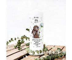 ilka parey wandtattoo-welt Taufkerze Kerze zur Taufe oder Geburt Kommunionkerze Hase Pusteblume Spruch Wunschname & Datum wk92
