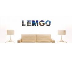 Wandtattoo farbige Wandschrift Städtename Lemgo mit Sehenswürdigkeiten 180 x 34 cm Länge