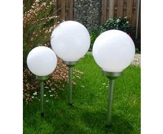 Solar LED Kugelleuchten 3 Stück im Set 30, 25 u. 20cm Gartenkugel Leuchtkugel Kugellampe Kugel Garten