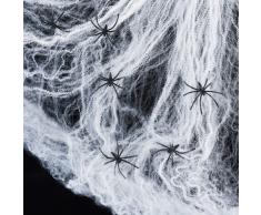 Lights4fun Spinnennetz inkl. 6 Spinnen Halloween Deko