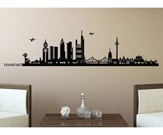 Wandora W1366 Wandtattoo Skyline Frankfurt I schwarz (BxH) 100 x 24 cm I selbstklebend Aufkleber Stadt Städte der Welt Wandsticker Wandaufkleber