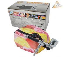 AirBrush KOMPRESSOR SET CARRY II ROSA TATTOO Schablonen Airbrushfarben UNIVERSAL AIRBRUSHPISTOLE DOUBLE ACTION mit 0,2/0,3/0,5mm Düsen, Fließbecher+Glas OPTIMALES Airbrush-Kit für alle Anfänger zum Kennenlernen der Techniken