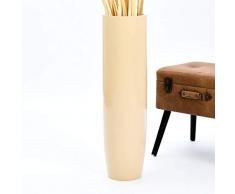 Leewadee Große Bodenvase für Dekozweige hohe Standvase Design Holzvase 75 cm, Mangoholz, Creme