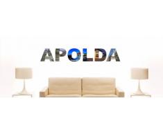 Wandtattoo farbige Wandschrift Städtename Apolda mit Sehenswürdigkeiten 80 x 13 cm Länge