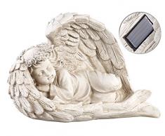 Lunartec LED Engel: Schlafende Solar-LED-Schutzengel-Figur, 16 cm, für innen & außen (Grabschmuck)