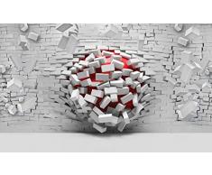 Forwall Fototapete Vlies Tapete Wanddeko 3D Effekt - Kugeln Ziegel Abstrakt Backstein Weiß Schwarz Rot Moderne Wanddekoration Wandtapete Vliestapete 3005VEXXXL 416cm x 254cm Schlafzimmer Wohnzimmer