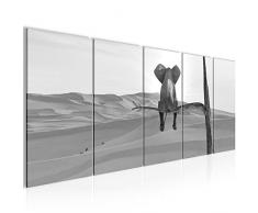 Bilder Afrika Elefant Wandbild 200 x 80 cm Vlies - Leinwand Bild XXL Format Wandbilder Wohnzimmer Wohnung Deko Kunstdrucke Grau 5 Teilig -100% MADE IN GERMANY - Fertig zum Aufhängen 002055c