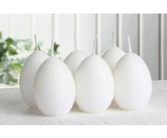 6x Eikerzen, klein, ca. 6 x 4,5 cm, weiß