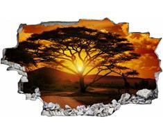 DesFoli Savanne Baum Afrika 3D Look Wandtattoo 70 x 115 cm Wanddurchbruch Wandbild Sticker Aufkleber C302
