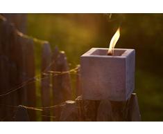 Beske-Betonfeuer Geschenkpaket | Betonfeuer mit Dauerdocht 10x10x10 inkl. ausführlicher Anleitung und Löschbrett | Dauerkerze Tischfeuer Gartenfackel Outdoorkerze Kerze
