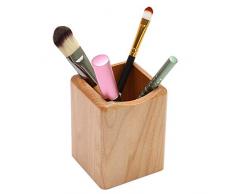 Asttic Verfassungs-Augenbraue-Bürsten-Halter-Organisator-Platz Massivholz-Verfassungs-Bürsten-Vase Personalisierte Schreibtisch Bürstentopf aus Holz Make-up Vorratsbehälter for Briefpapier-Feder-Halte