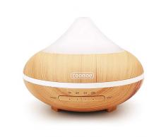 Aroma Diffuser COONOE 200ML 5-IN-1 Utraschall Luftbefeuchter Öl Düfte Humidifier Aromatherapie Diffusor Holzmaserung 7 Farbwechsel Duftlampe Elektrisch 4 Zeitmodi Einstellbar für Schlafzimmer