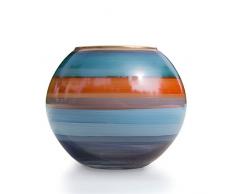 Angela neue Wiener Werkstaette Kugelvase aus Glas veredelt, blau/orange, 14 x 14 x 12 cm