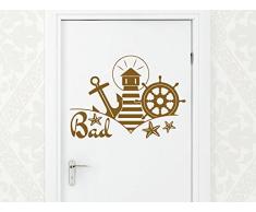 GRAZDesign Wandsticker Maritim - Wandbild Badezimmer Leuchtturm Steuerrad Anker - Wandtattoo Badezimmer Child / 56x40cm / 650243_40_073
