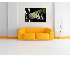 Mann spielt auf E-Gitarre schwarz/weiß Format: 80x60 auf Leinwand, XXL riesige Bilder fertig gerahmt mit Keilrahmen, Kunstdruck auf Wandbild mit Rahmen, günstiger als Gemälde oder Ölbild, kein Poster oder Plakat