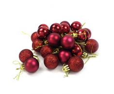 kleine Minni Dekokugeln Weihnachten Weihnachtskugeln Kugeln matt glänzend glitzernd 24 Stück 3,3cm weinrot rot dunkelrot Bordeaux