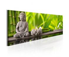 murando - Bilder 120x40 cm Vlies Leinwandbild 1 TLG Kunstdruck modern Wandbilder XXL Wanddekoration Design Wand Bild - Natur Babmus Feng Shui Buddha Kerze Spa grün b-B-0207-b-a