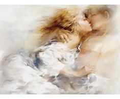 Artland Poster Kunstdruck oder Leinwand-Bild Wandbild fertig aufgespannt auf Keilrahmen Willem Haenraets Leidenschaftlich Liebe Erotik Paar Malerei Creme