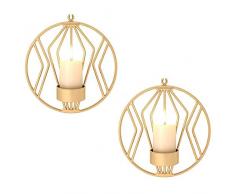 Sziqiqi Schmiedeeiserne Wanddekoration, Stereometrischer Kerzenleuchter, Beleuchtung Dekoration für Wohnzimmer/Esszimmer/Bar, Gold