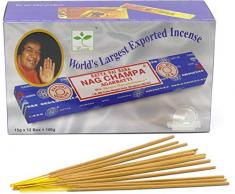 Nag Champa Räucherstäbchen, Weihrauch, 15 g – Original aus Indien, 12 boites