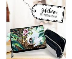 ilka parey wandtattoo-welt® Portemonnaie Fee Portmonee Geldbörse Brieftasche kleine Fee Elfe im Wald mit Schmetterling gk105