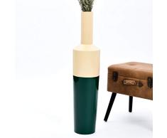 Leewadee Große Bodenvase für Dekozweige hohe Standvase Design Holzvase 90 cm, Mangoholz, braun grün