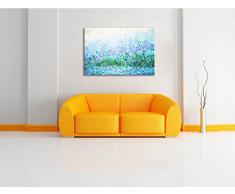 wildes Distelfeld im Retro Look Format: 80x60 auf Leinwand, XXL riesige Bilder fertig gerahmt mit Keilrahmen, Kunstdruck auf Wandbild mit Rahmen, günstiger als Gemälde oder Ölbild, kein Poster oder Plakat