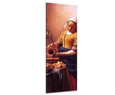 Bilderdepot24 Leinwandbild Panorama Jan Vermeer - Alte Meister Dienstmagd mit Milchkrug 30x90cm - fertig gerahmt, direkt vom Hersteller