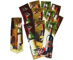 com-four® 12x Flaschentüte in schönem Design - Weinflaschen Verpackung - Geschenktasche für Wein- und Sektflaschen - Weintragetasche - Geschenktüten für Flaschen - Weintüten (12 Stück)