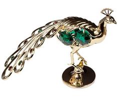 Rieser Interieur Pfau Figur/Statue 24k goldüberzogen Kristall Glas Made with Swarovski Elements