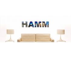 Wandtattoo farbige Wandschrift Städtename Hamm mit Sehenswürdigkeiten 80 x 17 cm Länge