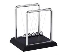 Relaxdays Newton Pendel, klassisches Kugelstoßpendel, 5 Kugeln, Physik Deko für Büro & Schreibtisch, Kugelpendel, Silber, HBT: 13,5 x 13,5 x 11,5 cm