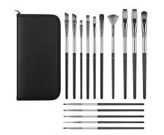 DeYoun Pinselset Malen, 18 Pinsel für Aquarell Acryl und Öl - Pinselschwamm, Mischpalette, 15 Künstler Pinsel, Spachte l Perfektes Pinsel Set für Anfänger, Kinder, Künstler und Gemälde Liebhaber