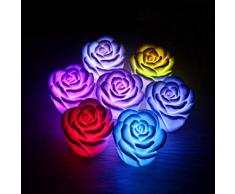 Uonlytech Schwimmende Kerzen der Rose 5pcs für Mittelstücke führten flammenloses Nachtlicht 7 Farben die Nachtlampenhochzeitsvalentinsgrußtagweihnachtsverpflichtungsjahrestags-Parteidekor ändern