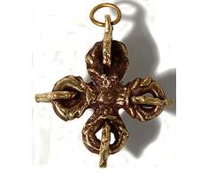 Buddha Figuren BUDDHAFIGUREN Schmuck Anhänger Vishvavajra Golden aus Messing 31 mm