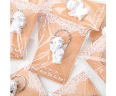 10 kleine Engel Schutzengel Schlüsselanhänger 3,5 cm MIT SCHÖN DASS DU DA BIST Karte - Engelfigur als Gastgeschenk give-away Mitgebsel Kommunion Taufe Hochzeit Geburtstag Kinder Erwachsene
