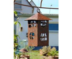Edelrost Windlicht Turm Haus Spitzdach Höhe ca. 20 cm