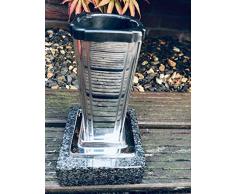 Grabvase aus Edelstahl 20cm x 10cm x 10cm inklusive Granitsockel Impala 14,5cm x 14,5cm x 6cm Edelstahlvase Friedhofsvase Kindergrab