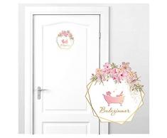 Grandora Türaufkleber Badezimmer mit Blumenranke I 18 x 19 cm (BxH) I Wandsticker selbstklebend WC Wandaufkleber Toilette Wandtattoo Sticker DL440
