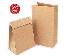 Papiertüten Tütchen braune Papier-Beutel mit Boden Mini Geschenktüten 70 gr./m² Kraftpapier Tüten für Geschenktüten Ostertüten Brote Keks verpacken (26 * 14 * 8cm Braune)