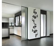 wandmotiv24 Wandtattoo Blumenranke Hibiskus Wandaufkleber modern, Dekoration für Ihre Wohnung, Wohnzimmer-Deko Blume, Wanddeko (Größe HxB: 175 x 37 cm)