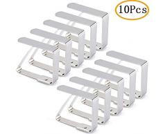 Amokee Tischdeckenklammer, 10er Edelstahl Tischtuch Klammer, Tischtuchklammer, Cuisine Tischtuchhalter Tischtuch Clips Tischdecke Clips für Restaurant,Partys,Picknicks Buffets - Silber