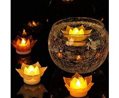 Uonlytech Lotus-Kerzenlicht flammenlose LED-Schwimmkerze Lotus-Schwimmlicht für Festival-Party-Bankett (1 Stück gelb)